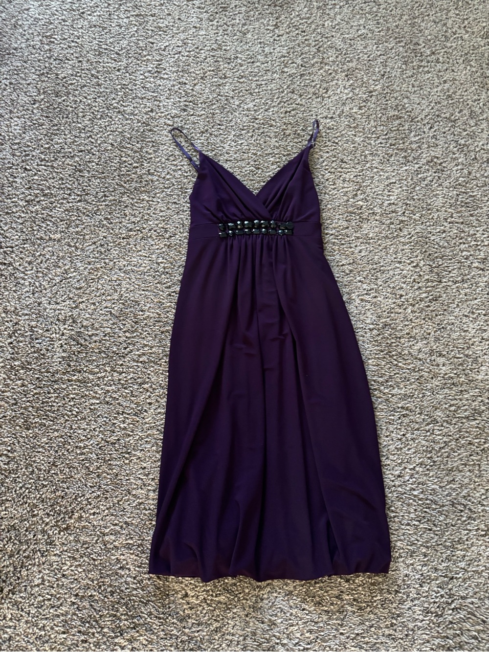 Women's Sleeveless V-Neck Purple Evening Dress